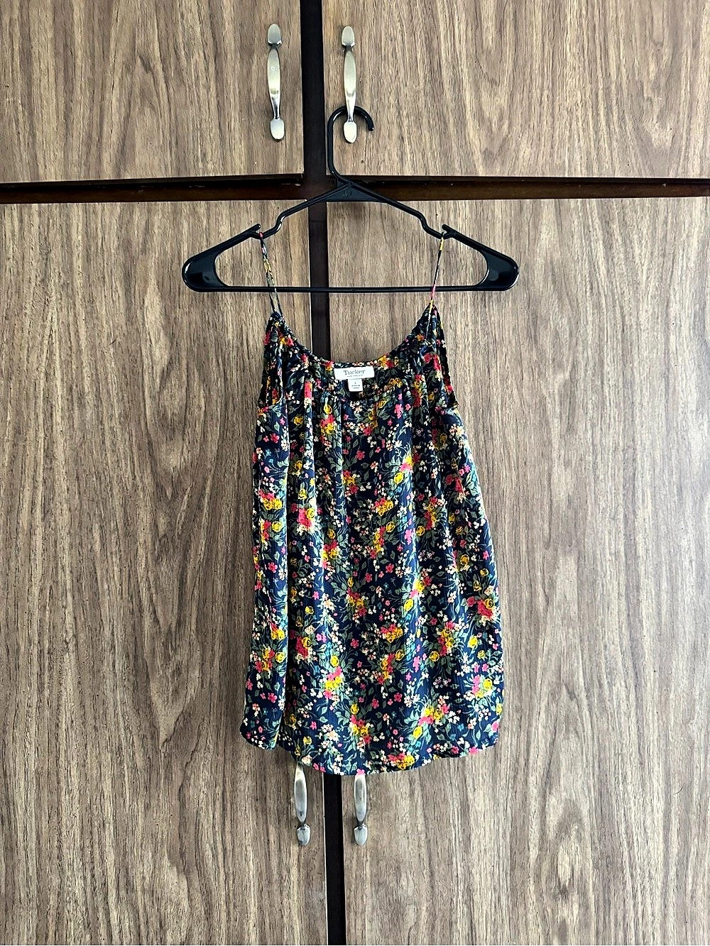Tucker Floral Camisole in Black & Multicolor Size Small